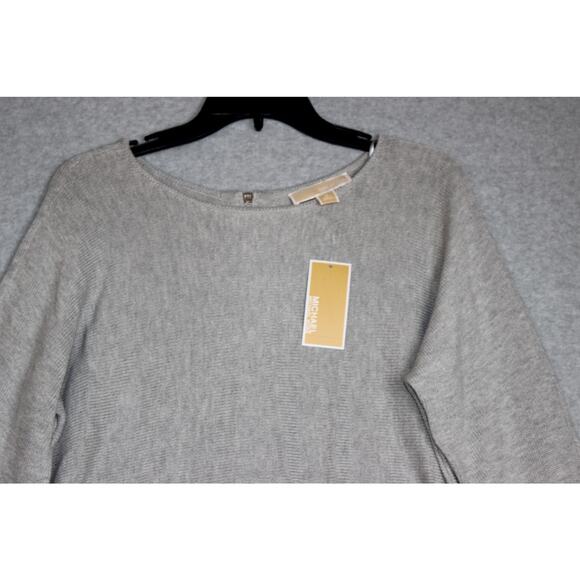 Michael Kors Pearl Heather Tunic Sweater NWT Size Medium Silver Back Zipper - Picture 3 of 8